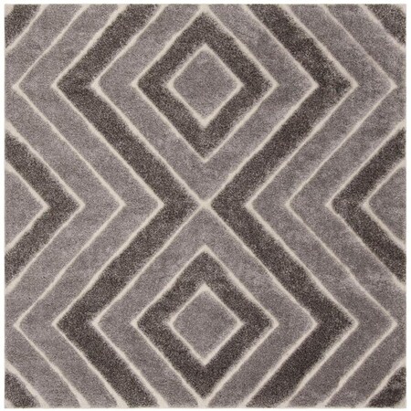 Safavieh 6 ft. - 7 in. x 6 ft. - 7 in. Memphis Shag Power Loom & Woven Rug; Square - Taupe & Grey SG834T-6SQ
